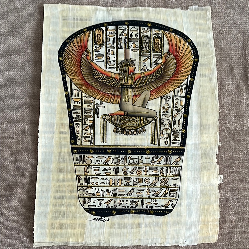 Canvas Print Egyptian papyrus showing Isis, called as "Mather 12.5”H 9”W